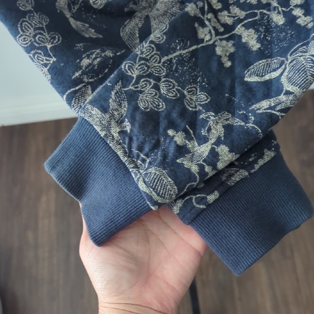 Frank + Oak Quilted Botanical Print Design Jacket in Rich Navy - Picture 6 of 10